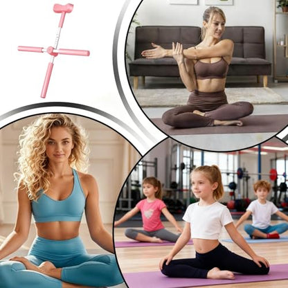 Back Stretcher Yoga Stick Upper Body Alignment Stretching Bar | Exercise Cross Stick for Home Apartment Bodybuilding Fitness Workout After Sports - color: rose