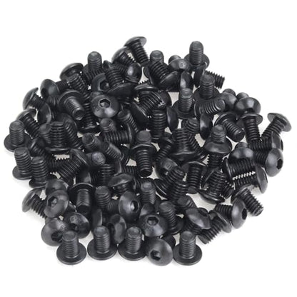 105 Pieces M4 x 6mm Button Head Socket Cap Screws, Thread Pitch 0.7mm, Sutemribor M4 Black Screws, 10.9 Grade Alloy Steel, Black Oxide Finish, Fully Threaded - size: M4 x 6mm, style: Button Head