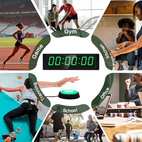 YZ Gym Clock for Home Gym with Start/Stop Button, Interval Timer for Workout, Stopwatch/Countdown Timer with Remote, 12/24H Digital Wall Clock, Portable Home Gym Accessories - style: battery