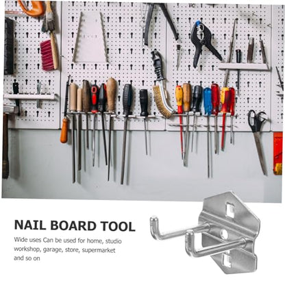 WOONEKY 5pcs Heavy Duty Metal Pegboard Hooks Tool Hanging Board Storage Rack Pegboard Organizer Accessories