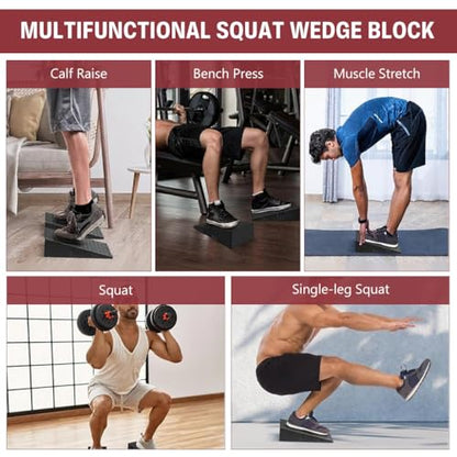 Proberos® 2 Pcs High Squat Wedge Block for Gym, High Bearing, Fitness Slant Board for Heel Elevation, Non-Slip Incline Wedge for Squats, Calf Raises & Weight Training Stability
