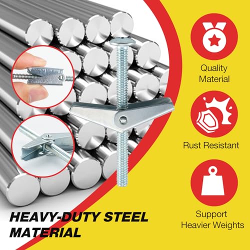 3/16" Toggle Bolts and Wing Nuts Set, 20 Pcs Hollow Wall Anchors for Drywall, Butterfly Toggle Anchors for Hanging Lamps Heavy Items,HOME MASTER HARDWARE - size: 3/16"(20pcs)