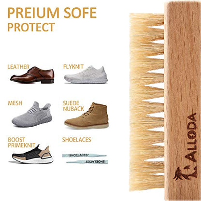Shoe Cleaning Brush/Scrub Brush by Alloda - [Upgrade] Protect Double Sided Soft & Hard Sneaker Cleaner Brush by 100% Boar & Nylon Bristle