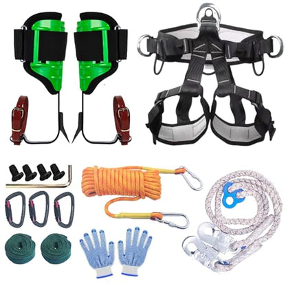 Tree Climbing Gear, Tree Climbing Spikes，Arborist Equipment for Climbers, Hunting, Fruit Picking ，Logging Etc - size: Tree Climbing Gear Green D