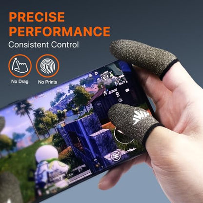 JWH Ultra-Thin Pure Silver Fiber Gaming Finger Thumb Sleeve, Silky Sensitivity,20 Pack Guantes para Dedos dedales Gamer profesionales,with 2 pcs Storage Box,Dedales Gamer,for PUBG Gaming Cots Gloves - color: Silver（20pack,2pcsStorage Box）