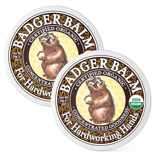 Badger Healing Balm, Hard Working Hands Cream, Organic Hand Cream for Dry Cracked Hands, Long Lasting Hand Moisturizer/Dry Hands Treatment, 2 oz Tin, 2-Pack - size: 2 Ounce (Pack of 2)