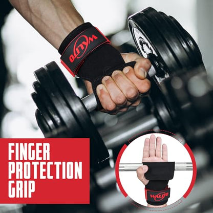 Weight Lifting Wrist Strap，Double Layer Leather Wrist Wraps with Neoprene Padding for Weightlifting & Deadlifts – Adjustable Gym Straps for Men & Women - color: Red