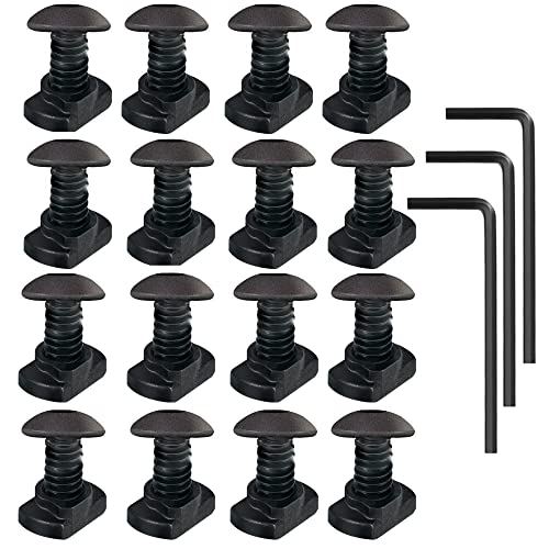 16 Pack M5 T-Nut Metric Camming Screw Replacement Sets Compatible with Standard Rail Systems, with Thread Locking Screws, Allen Wrench and Nuts(16 x Screws, 16 x Nuts and 3 x Wrench) - color: M5 T-Nut Metric Camming Screw