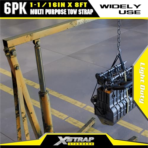 XSTRAP STANDARD 6PK 1"x8' Lift Sling Straps Wear Guard End Heavy Duty Strap | 4,000 lbs Break Strength Lifting Straps with 2 Reinforced Loops for Tree Saver Lifting Furniture Appliances Machine, hoisting - style: 6pk 1''x8ft