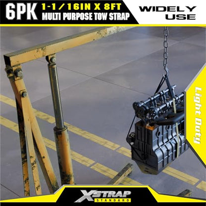 XSTRAP STANDARD 6PK 1"x8' Lift Sling Straps Wear Guard End Heavy Duty Strap | 4,000 lbs Break Strength Lifting Straps with 2 Reinforced Loops for Tree Saver Lifting Furniture Appliances Machine, hoisting - style: 6pk 1''x8ft