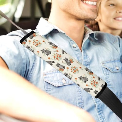 1 Pair Soft Padded Seat Belt Cover for Child, Most Cars, Flower Animal Raccoon Shoulder Harness Cover, Neck and Shoulder Support - color: Pattern 1127