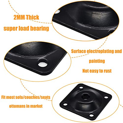 Litoexpe 4 Sets Mounting Plates for Furniture Legs, M8 Furniture Couch Legs Attachment Plates ith Hanger Bolts Screws for Furniture Sofa Couches Seats