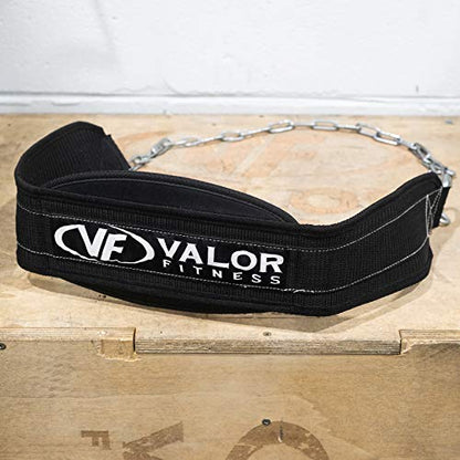 Valor Fitness Dip Belt – Heavy-Duty Weight Lifting Belt with Chain for Weighted Dips, Pull-Ups, Squats & Core Exercises, Black, One Size Fits All