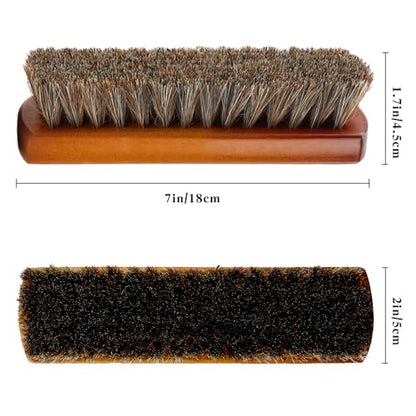 Shoe Brush, Horsehair Shoe Brush Shoe Cleaning Brush Boot Brush for Leather, Shoe Brushes Shoe Shine Brush Brush Shoe Polish Brush for Cleaning and Care Leather Shoes Clean Dauber Applicators