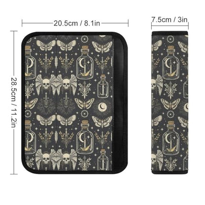 2PCS Goth Gothic Moon Moth Skull Witch Car Seat Belt Pad Universal Fit Seat Belt Covers Cushion for Kids, Car Seats Pushchair Strollers High Chair Pushchair, Easy Install (No Tool) - color: Pattern 417