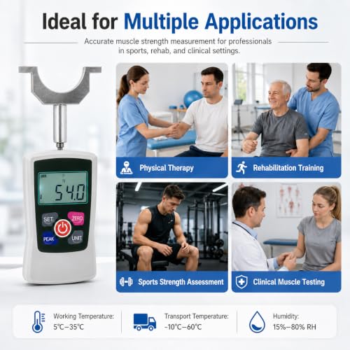 Muscle Strength Tester - 500N Digital Handheld Dynamometer for Strength Training, Rehab & Fitness Tracking | Portable & Precise