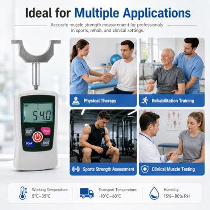 Muscle Strength Tester - 500N Digital Handheld Dynamometer for Strength Training, Rehab & Fitness Tracking | Portable & Precise
