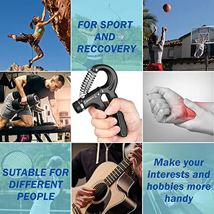 AIXPI Grip Strength Trainer, Hand Grip Exerciser Strengthener with Adjustable Resistance 11-132 Lbs (5-60kg), Forearm Strengthener, Hand Exerciser for Muscle Building and Injury Recover 2 Pack - color: Black