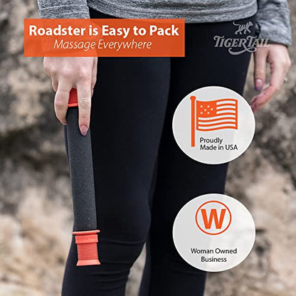 Tiger Tail 11in Massage Stick Portable Roller, Handheld, Deep Tissue Foam Roller for Legs, Neck, Calves, Thighs, Shins & Back, The Roadster 11, Made in USA, Orange Black - size: 11" Plus Happy Muscles eBook