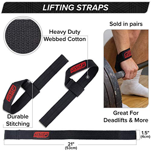 Serious Steel Fitness 1.5 to 1.75 inches wide Lifting Straps | Olympic Weightlifting Strap | Olympic Pulling Straps | Deadlift Strap | Axle Strap - color: Traditional - Cotton