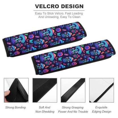 2 Piece Universal Fit Seat Belt Cover for Adult Use, Most Cars, Gothic Hippie Trippy Magic Mushroom Seat Belt Covers Cushion, Shock Absorption - color: Pattern 240