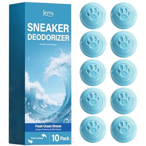 Jevvu Shoe Deodorizer Balls, 10 Pack Odor Eliminator for Shoes, Sneakers, Boots, Gym Bags and Lockers - color: Light Blue: Fresh Ocean