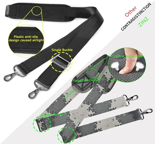 ZINZ Shoulder Strap 58" Ultra-Thick Fixed Padded and Adjustable Buckles Crossbody Strap for Briefcase Laptop Bag Luggage - color: Camouflage Gray
