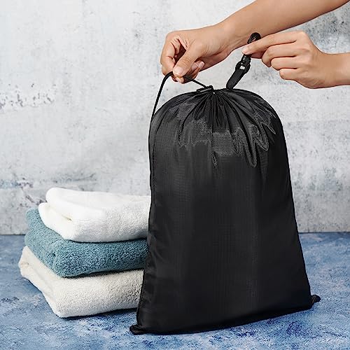 PALTERWEAR Drawstring Bag - Cinch and Ditty Pouch with Clip for Travel, Wardrobe, Outdoors - Set of 5 (Black, 10 x 15 inch) - size: 10 x 15 inch
