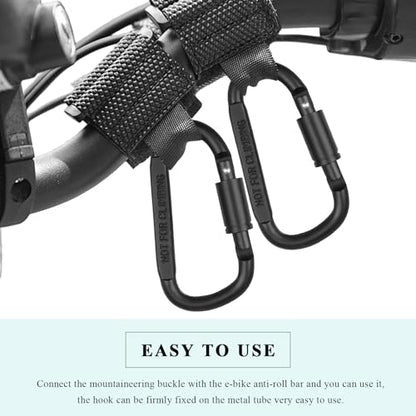 2PCS Hook for Hanging Helmet Goggle Headsets Bags, Heavy Duty Carabiner Clip, Adjustable Strap Hook for Scooter (Black) - color: Black