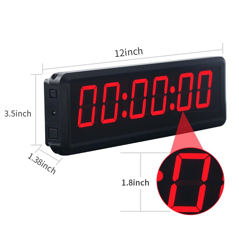 Gym Interval Timer, 12" Digital Wall Alarm Clock Timer for Interval Workout with Countdown/Up Stopwatch, Tabata EMOM Remote Control for Home Gym Boxing MMA Fitness - color: Gym Timer - 02