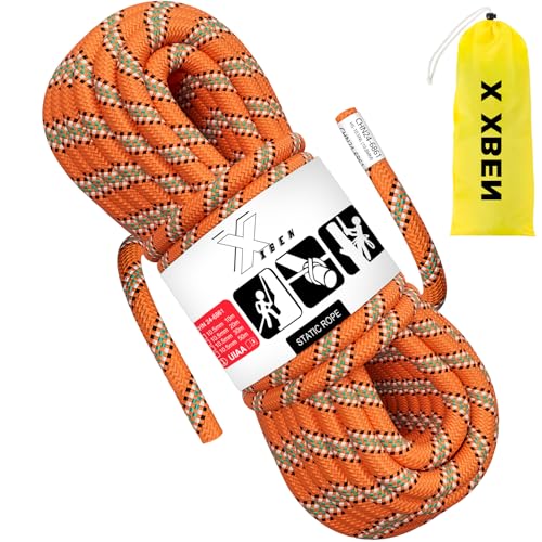 X XBEN Outdoor Climbing Rope 10M(32ft) 20M(64ft) 30M(96ft) 50M(160ft) 70M(230ft) 152M(500FT) 352M(1000FT) Static Rock Climbing Rope for Escape Rope Ice Climbing Equipment Fire Rescue Parachute - color: Orange, size: 2/5 Inch x 96 Feet