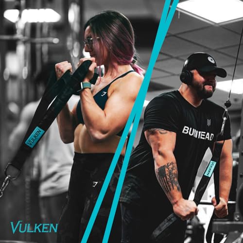 Vulken Tricep Rope Cable Attachment. 28.7 Inch & 22 Inch Two Lengths Built in One Pull Down Rope - color: Black