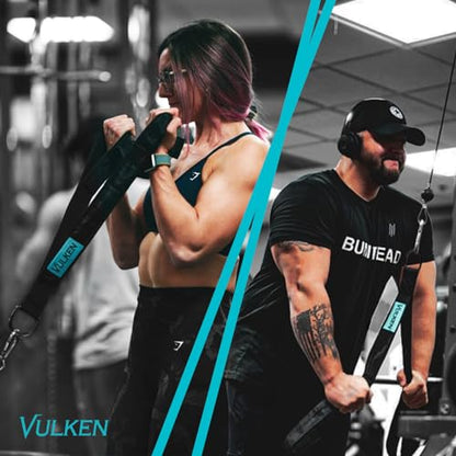 Vulken Tricep Rope Cable Attachment. 28.7 Inch & 22 Inch Two Lengths Built in One Pull Down Rope - color: Black