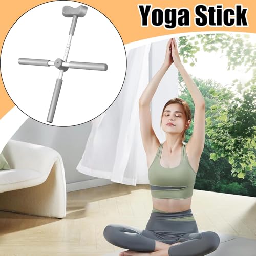 Back Stretcher Yoga Stick Upper Body Alignment Stretching Bar | Exercise Cross Stick for Home Apartment Bodybuilding Fitness Workout After Sports - color: Gray