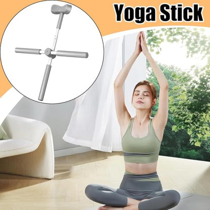 Back Stretcher Yoga Stick Upper Body Alignment Stretching Bar | Exercise Cross Stick for Home Apartment Bodybuilding Fitness Workout After Sports - color: Gray