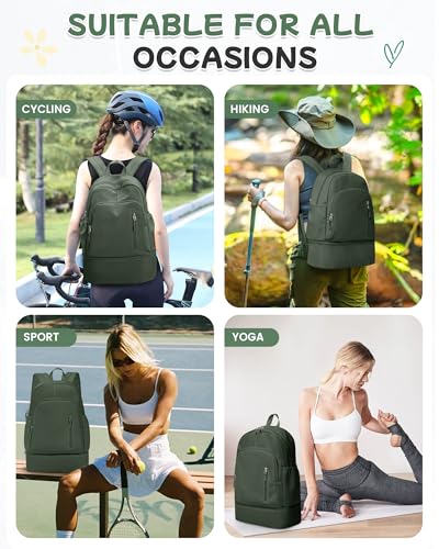 BJLFS Small Gym Backpack for Women Men, Waterproof Gym Track Bag with Expandable Shoe Compartment, Lightweight Mini Casual Daypack Sports Back Pack for Travel Hiking Dance Yoga Fitness Track, Green - color: Green