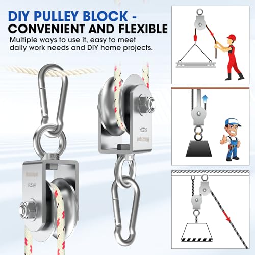 U Type Swivel Pulley Block, 304 Stainless Steel Pulleys for Wire Rope Cable Lifting, DIY Gym Equipment Part, Clothesline, Hoist - Waterproof Sturdy 360 Degree Rotating Wheel (68 mm, 1) - style: 68 mm