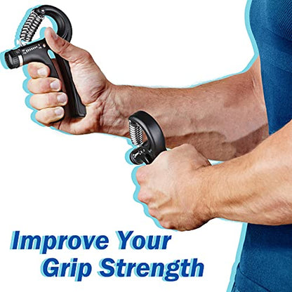 AIXPI Grip Strength Trainer, Hand Grip Exerciser Strengthener with Adjustable Resistance 11-132 Lbs (5-60kg), Forearm Strengthener, Hand Exerciser for Muscle Building and Injury Recover 2 Pack - color: Black