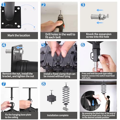 XPSYQIC Photography Ceiling Rail System 2M Lifting Constant Force Hinge kit | Safety Rope Accessories for Live Broadcast Studio Photography Flash Specialized Equipment