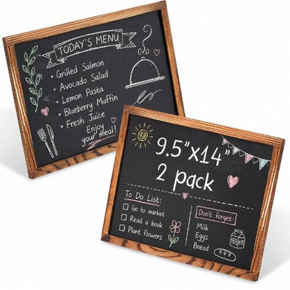 Chinco 2 Pcs Small Slate Chalkboard Mini Chalk Board with Frames Mini Board Signs School Supplies for Classroom Home Office (9.5 x 14 Inch,Brown) - color: Brown, size: 9.5 x 14 Inch