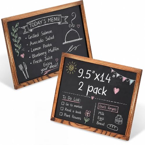 Chinco 2 Pcs Small Slate Chalkboard Mini Chalk Board with Frames Mini Board Signs School Supplies for Classroom Home Office (9.5 x 14 Inch,Brown) - color: Brown, size: 9.5 x 14 Inch