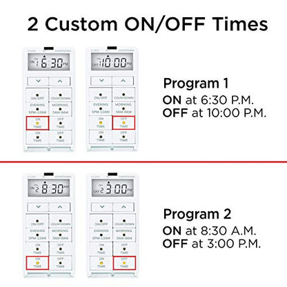 UltraPro in-Wall Digital Timer Switch, Countdown, Custom On/Off, 1 Pack | Countdown Mode, 2 Custom Programs, Manual Override, Single-Pole or 3-Way, White & Light Almond Faceplates, Neutral Required - style: 24HR Digital Timer