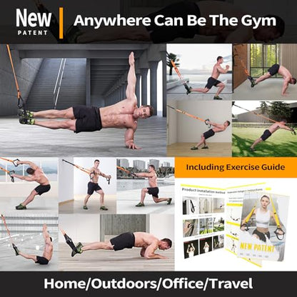 Moulyan Bodyweight Resistance Training Straps,Training straps Complete Home Gym Fitness Trainer kit for Full-Body Workout Easy Setup Gym Home Outdoors
