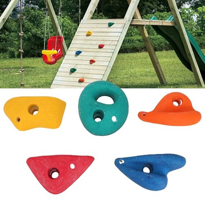 Kids Climbing Holds 5 Pack Colorful Resin Rocks for Indoor Outdoor Playground with Mounting Hardware