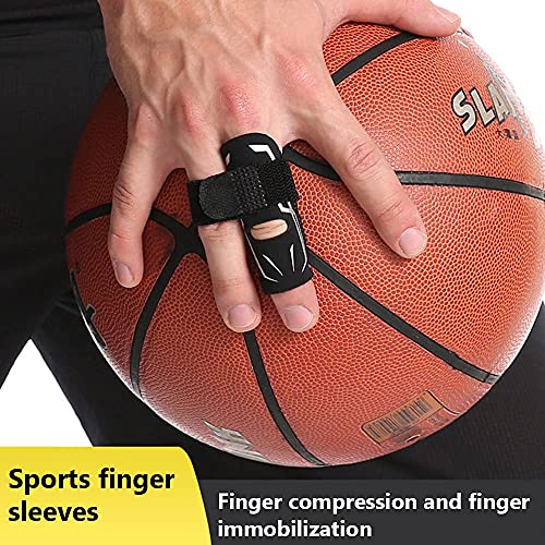 Finger Splint Finger Support Adjustable Elastic Compression Finger Sleeves Finger Brace Relieve Joint Pain Finger Guard Sport Finger Protector for Basketball Volleyball Tennis Baseball - L - size: Large