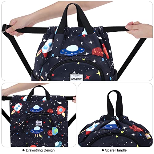 Dry Wet Drawstring Backpack with Shoe Compartment for Women Adjustable Gym Bag - color: Universe