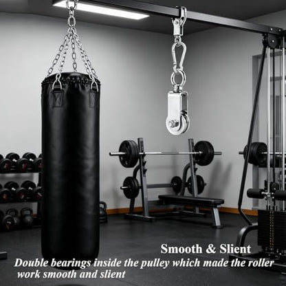 Cable Pulley Wheel Stainless Steel Snatch Rigging Blocks Heavy Duty Rope Pulley Swivel Pulley Block with Carabiner for Rigging Lifting Gym Equipment 4pcs 1.34in - size: 4 pcs