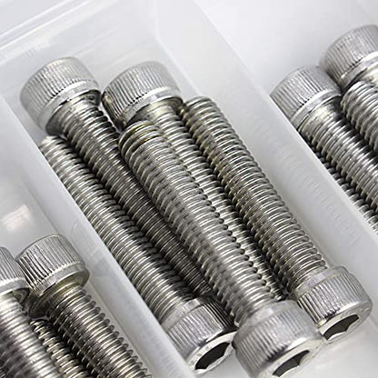 M8 x 30/35/40/45/50mm Screws and Nuts Hex Socket Head Screws M8 Bolts, 304 Stainless Steel, Bright Finish, Fully Threaded, Metric Allen Hex Drive, Assortment Kit 25PCS - size: M8×30/35/40/45/50mm