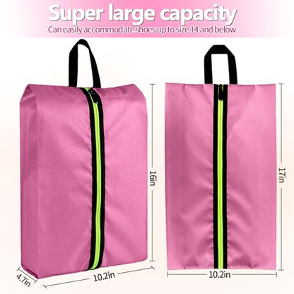 Shoe Bags for Travel - Set of 3 Pack Large Capacity Oxford Fabric Shoe Bags, Multi-Functional Dust-Proof and Waterproof Men & Women Travel Shoe Bag (Pink) - color: Pink