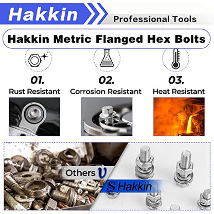 Hakkin 232Pcs Flange Hex Bolts and Nuts Kit M6 M8 M10 Metric Bolt Assortment, 304 Stainless Steel Metric Hex Bolt, M6-1.0 M8-1.25 M10-1.5 Flange Screw Set Nuts and Bolts Assortment Kit - size: 232PCS M6 M8 M10 Flanged Bolts Silver